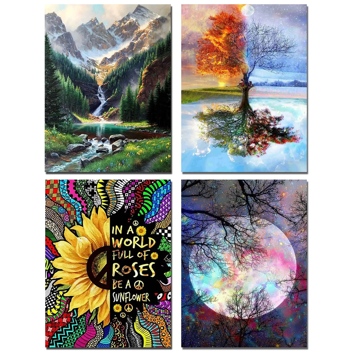 DIY Full Round Drill Diamond Landscape Painting Mosaic Cross Stitch Picture for Modern Household Wall Ornament and Gift