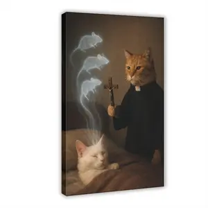 Cat Dreaming of a Mouse — Modern-Style Wall Art, Suitable for Decorating Bars, Rooms, Bedrooms, Living Rooms, and Hallways