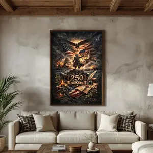 [No Frame] America 250th Anniversary Poster, Revolutionary War Decor, Patriotic USA Wall Art, 1776 Independence Print