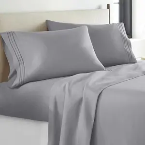 Queen Sheet Set, Luxury 1800TC Hotel Quality Double Brushed Microfiber Bed Sheets for Queen Size Bed, Extra Soft, Deep Pocket, Shrinkage and Fade Resistant, 4PC (Queen, Dark Grey)