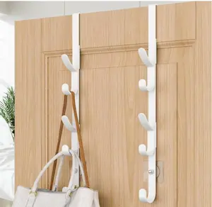 5 Pack Over The Door Hooks, Metal Door Hooks for Hanging, OverThe Door Purse Organizer for Door Coat Hanger, Back ofShower for Hanging Towel Rack Clothes, Hat, BathroomCloset twin