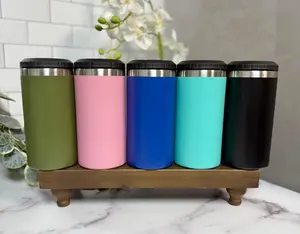 Add your own logo or design, 4-in-1 Can Cooler, Fits Slim Cans, Regular Cans & bottles and also a tumbler for coffee or cocktails