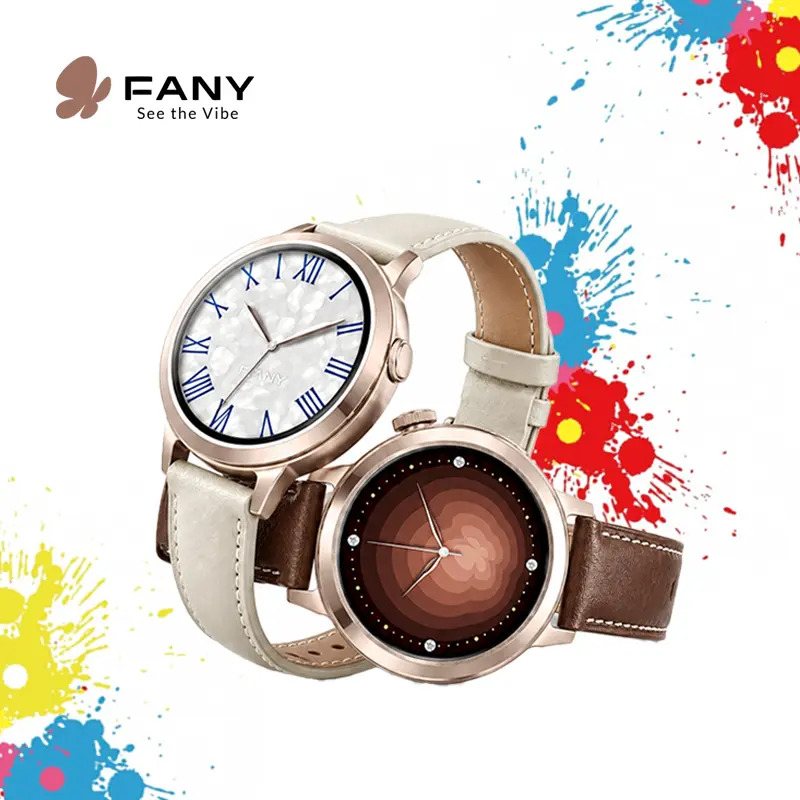FANY Luna Women's Sports Tracking Smartwatch - AMOLED Display, 110+ Sport Modes, Heart Rate/Sleep/SpO2 Monitor, 7-Day Battery, Waterproof Fitness Smartwatch for Running, Leather Ultra-Sleek Lightweight Wearable with Free App DealsForYouDays