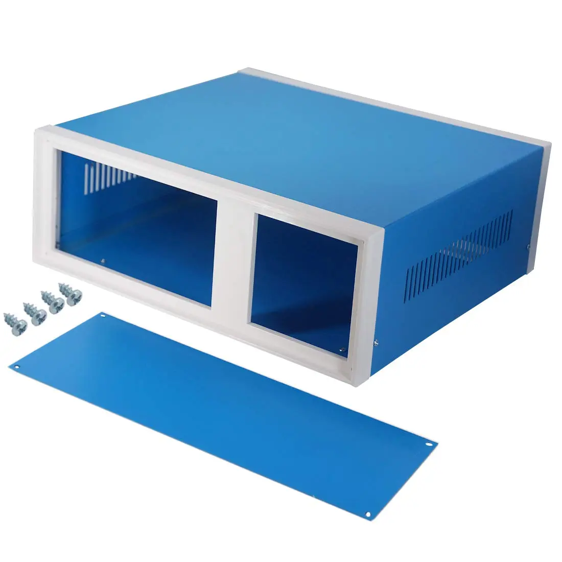 Junction Box Blue Metal Project Box DIY Electric Enclosure Case Preventive Case Electrical Box 12.2 x 11.2 x 4.5 inch