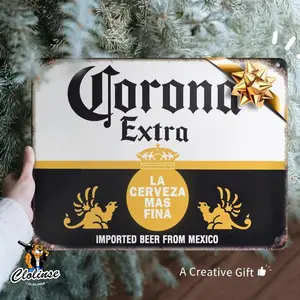 Corona Beer Bar Vintage Sign Wall Sticker, Retro Decor for Man Cave Garage Home Store Coffee Shop, Metal Aluminum Poster