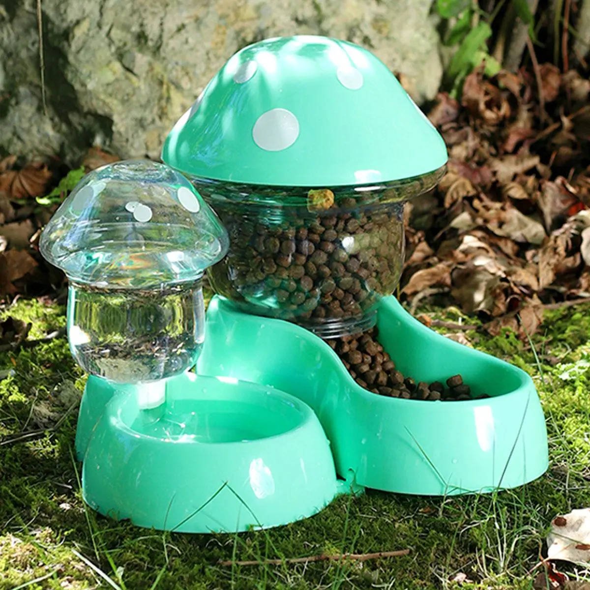 Mushroom Shaped Automatic Pet Feeder & Drinker, 1 Count/2counts Multi-functional Pet Food & Water Dispense, Cat Dog Food Dispenser, Pet Feeding Supplies, Automatic Gravity Feeder, Food Feeders