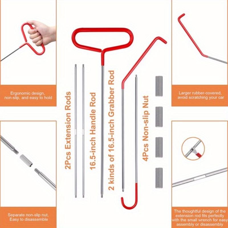 Long Distance Hook Tool Set - Stainless Steel Oval Handle Emergency Door Opener with Red Warping Piece for Automotive Rescue - Durable and Rust-Resistant-2024 hot