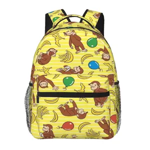Curious George lightweight backpack with large capacity—ideal for college, business, and camping; cartoon casual water-resistant book bag with multiple compartments; a great gift for men and women