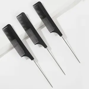 Portable Rat Tail Comb, 3 Counts/set Professional Hair Styling Combs with Stainless Steel Pintail, Hair Styling Tools for Hair Salon & Home, Durable Hairdressing Comb