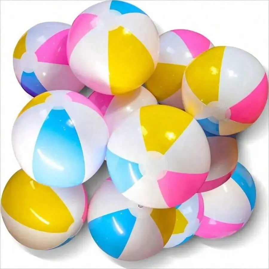 1pc/5pcs/10pcs PVC Inflatable Beach Balls With 4-Color White Panel Alternating Macaron Colors, Suitable For Summer Beach, Pool Party, Gift, Birthday, Home Decoration, Floating Adult Funny Inflatables Ball Set