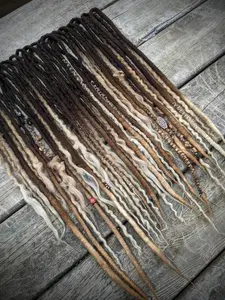 Chocolate Brown to Warm Blonde Ombre Half Set of Wool Dreadlocks