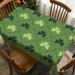 1 pc St Patrick's Day Clover Print Tablecloth, Picnic Table Cover, Perfect for Picnics, Camping, Weddings, Birthdays, Restaurants, Home Decor, Washable