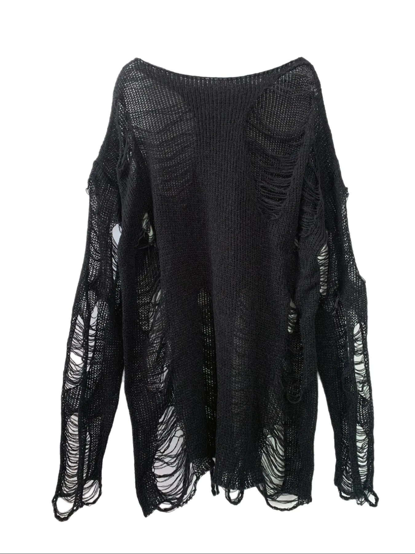 Women's Basic Plain Ripped Drop Shoulder Baggy Sweater Tops, Casual Long Sleeve Boat Neck Jumper Fit for Fall & Winter, Fashion Womenswear Ladies' Knitwear for Daily Wear