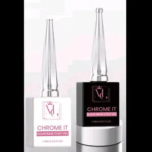 Chrome It Base Coat Gel Mary Galarza Nail System 15ml Black or Clear Base Coat  Gel Chrome Unicorn Chrome Pearl Aurora Pigment Application