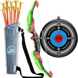Bow and Arrow Set for Kids  Archery Toy Set  LED Light Up with Suction Cup Arrows Target & Quiver Indoor and Outdoor Toys for Children Boys Girls