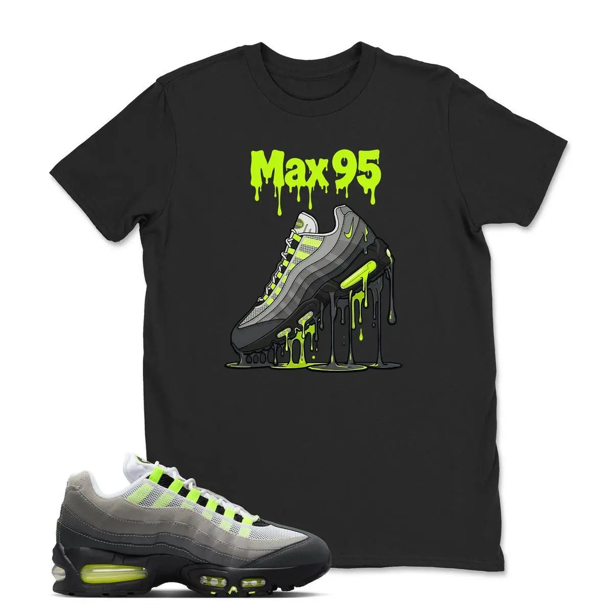 Neon Yellow Black Grey Streetwear Tee, Retro Style Graphic Shirt