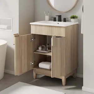Modway Miles 24” Bathroom Vanity in White Oak
