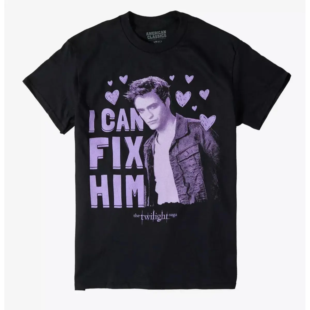 The Twilight Saga Edward Fix Him Graphic Tee | Vampire Romance T-Shirt | Y2K Twilight Unisex Cotton Shirt | Gothic Fantasy Streetwear | Moody Statement Tee
