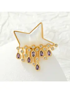 Original design natural lapis lazuli star-shaped raindrop brooch, fashionable, luxurious, and dynamic. Delicate design corsage, exquisite and versatile pin.