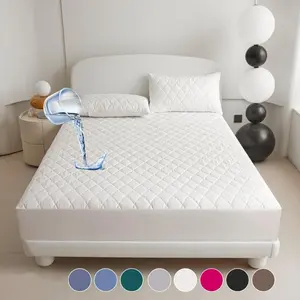 Waterproof Mattress Cover, All Mattress Sizes, 1 Set Soft Comfortable Breathable Mattress Protector, Bedding Supplies for Bedroom, Guest Room, Apartment, School, Quilted Mattress Protector, Breathable Mattress Pad, Foam Filling Mattress
