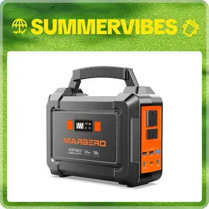 Summervibes MARBERO 167Wh Portable Power Station with 2 x 100W AC Outlets (150W Surge) 8 Output Ports Built-in Flashlight for Home Camping Power Outages Emergency