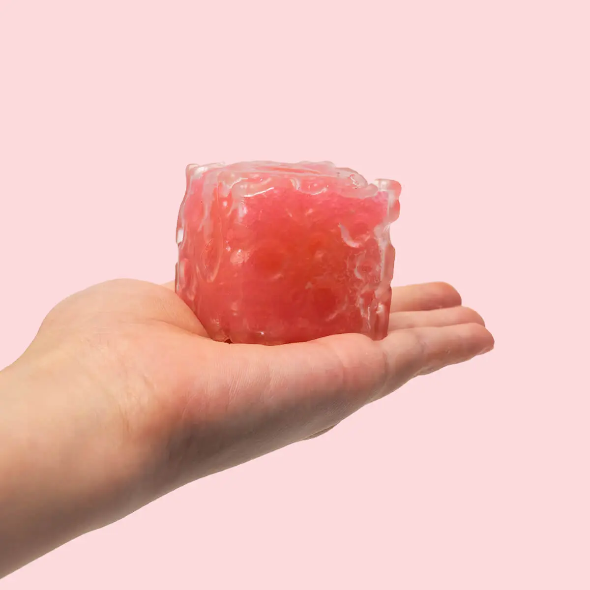 Handmade Pink Cube Shape Crunchy Squishy Stress Ball - Crunchy Sound, Soft Stress Reliever Fidget Toy Gift for Kids, Adults
