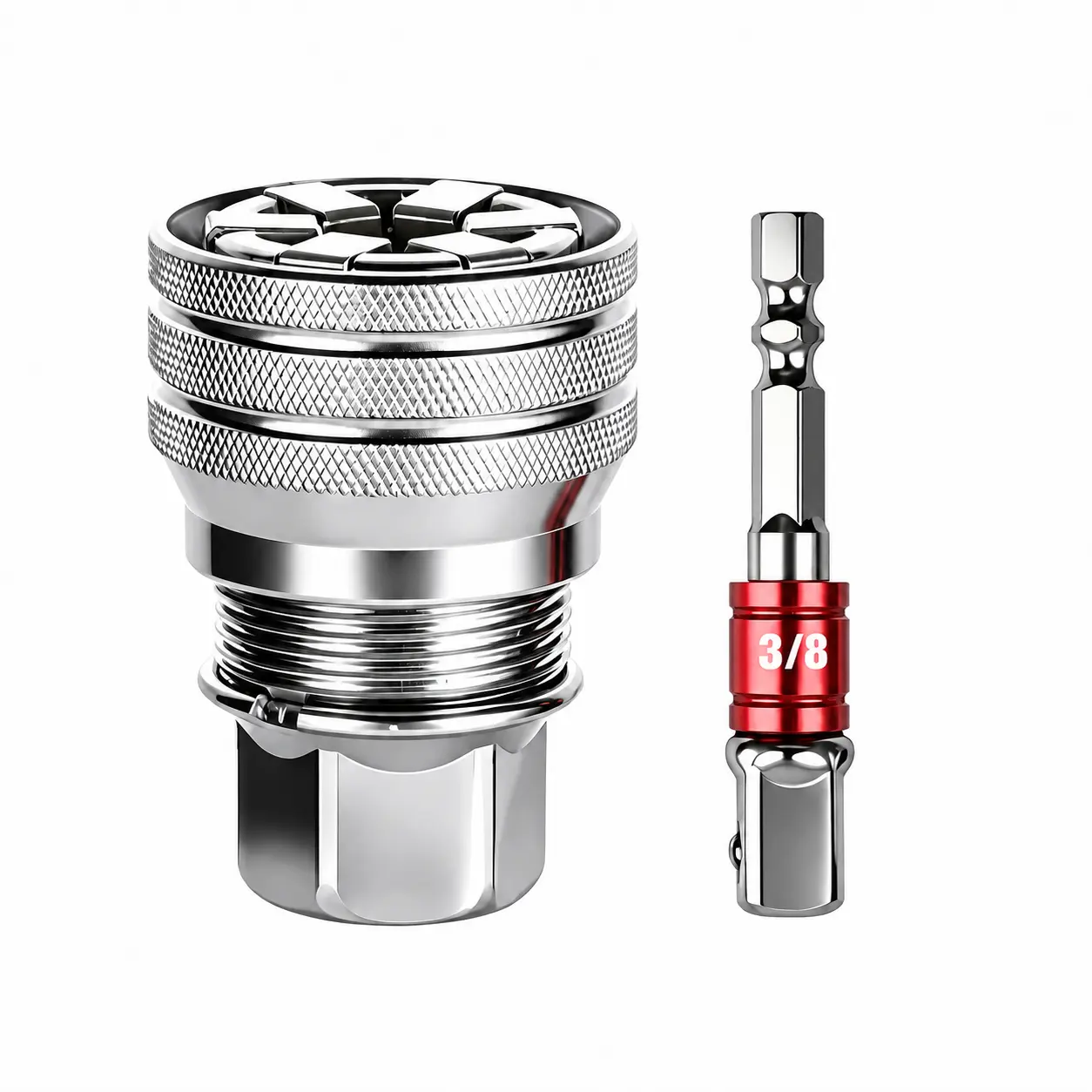 Universal Self-Adjusting Socket Set (10-19mm), 3/8 in Drive Adapter, Adjustable Ratchet Wrench for Nuts/Bolts, Portable DIY Garage Auto Repairs Hand Tool, Hot New Arrival