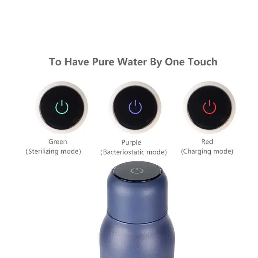 Self-Cleaning UV Smart Water Bottle - Compact and Easy to Use Tumbler for Drinkware