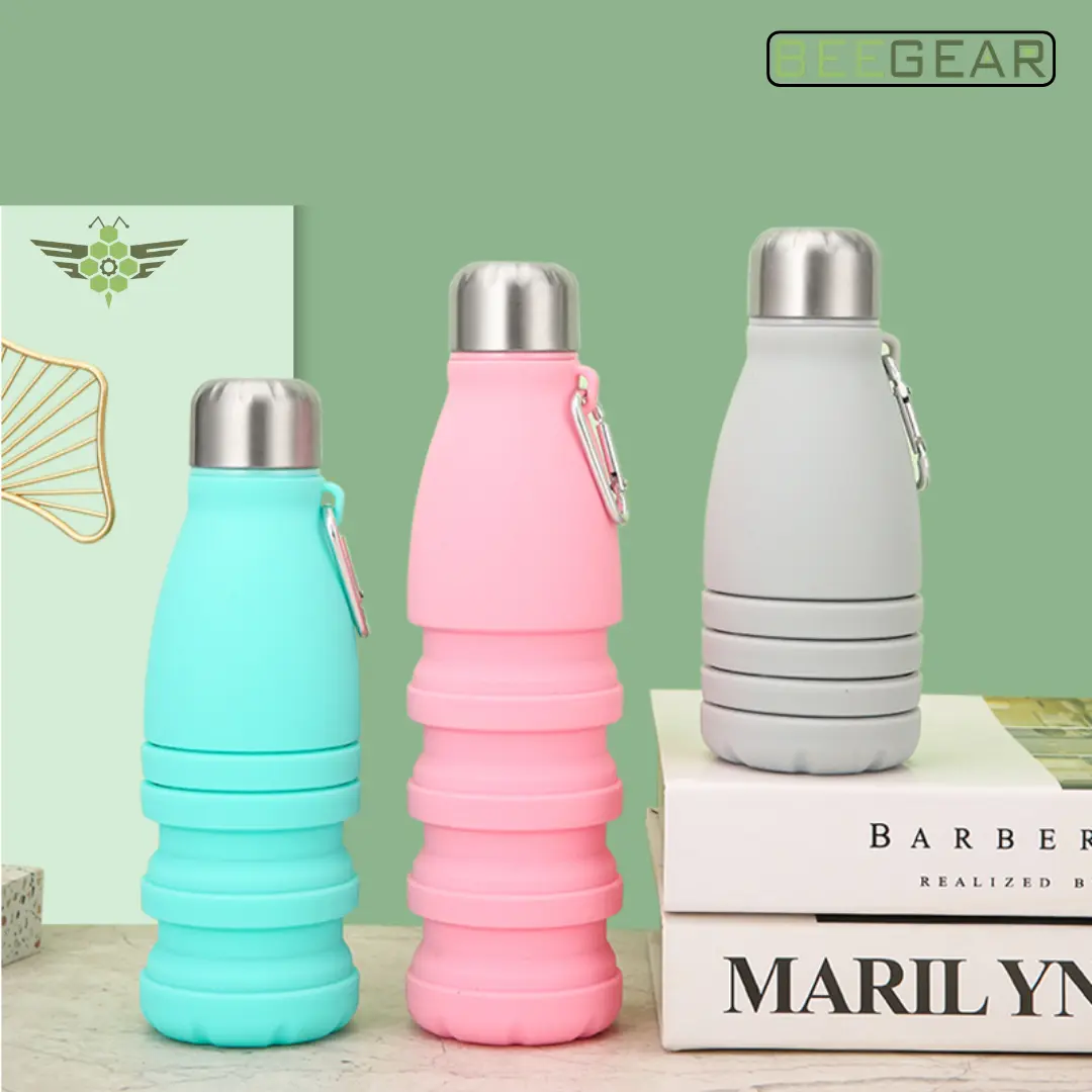 BEE GEAR Silicon Collapsible Bottle (LJ1033) - Foldable, Portable , Easy to Carry, Best for Travel, Camping, Cycling, School |