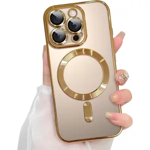 Magnetic Phone Cases for iPhone17 Pro Max 16 15 14 13 12 11 Pro Max Plus phone case [Compatible with MagSafe] Soft TPU Phone Phone Cover with Full Camera Lens Anti-Scratch Drop Protection Phone Case for Women Men Desert Titanium case for iphone 17 Pro Max