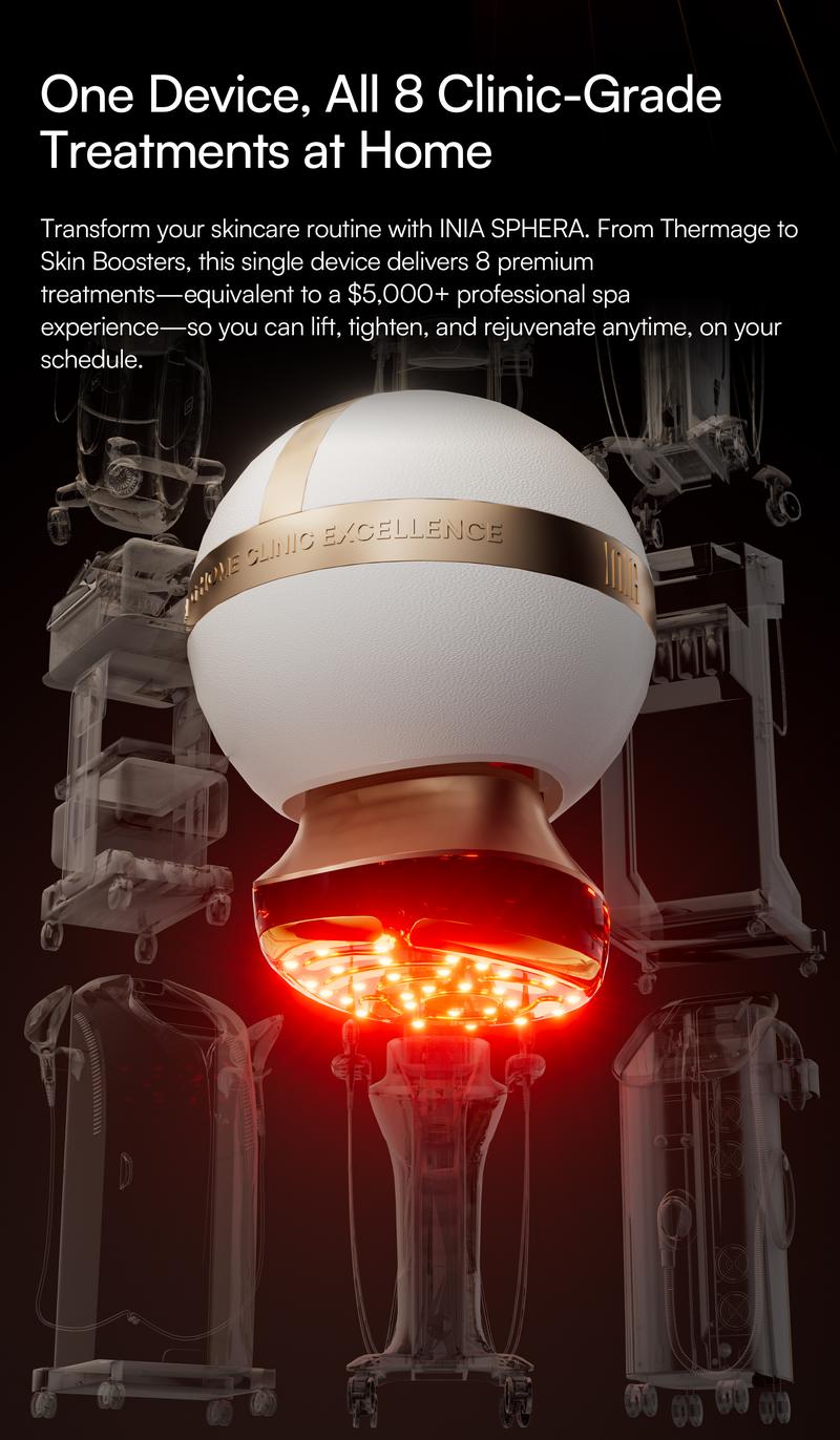 【LIVE EXCLUSIVE】INIA SPHERA At-Home RF & LED Anti-Aging Facial Device – Lift, Tighten & Sculpt with EMS Microcurrent, Red Light Therapy, Electroporation & Cryo Cooling for Firm, Glowing Skin. Perfect Black Friday Gift.