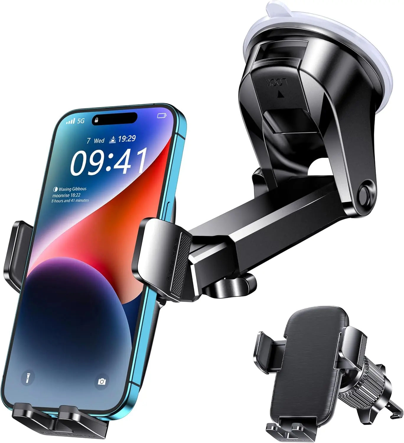 Qifutan Car Phone Holder Mount Phone Mount for Car Windshield/Dashboard/Air Vent Holder for iPhone & Android Smartphone, 360° Adjustable, Cell Phone Camera Mounts