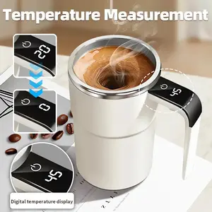 Magnetic Stirring Coffee Cup,with temperature display and a high-capacity 200 ma h battery for extended use. Ideal for coffee, tea, and hot chocolate. Perfect as a holiday gift or for travel.
