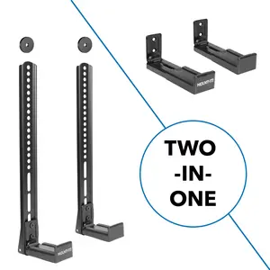 Mount-It! Universal Sound Bar Mount Brackets for TV and Wall Installation Adjustable Alloy Steel Two-in-One Mounting Options VESA Compatible