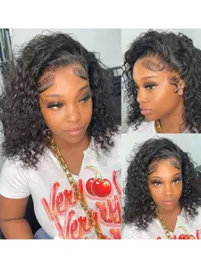 14 Inch Short Curly Bob Wig, Real Hair, 13x4 Jerry Curl Lace Front Wig, Pre Plucked, Natural, Suitable for African American Women