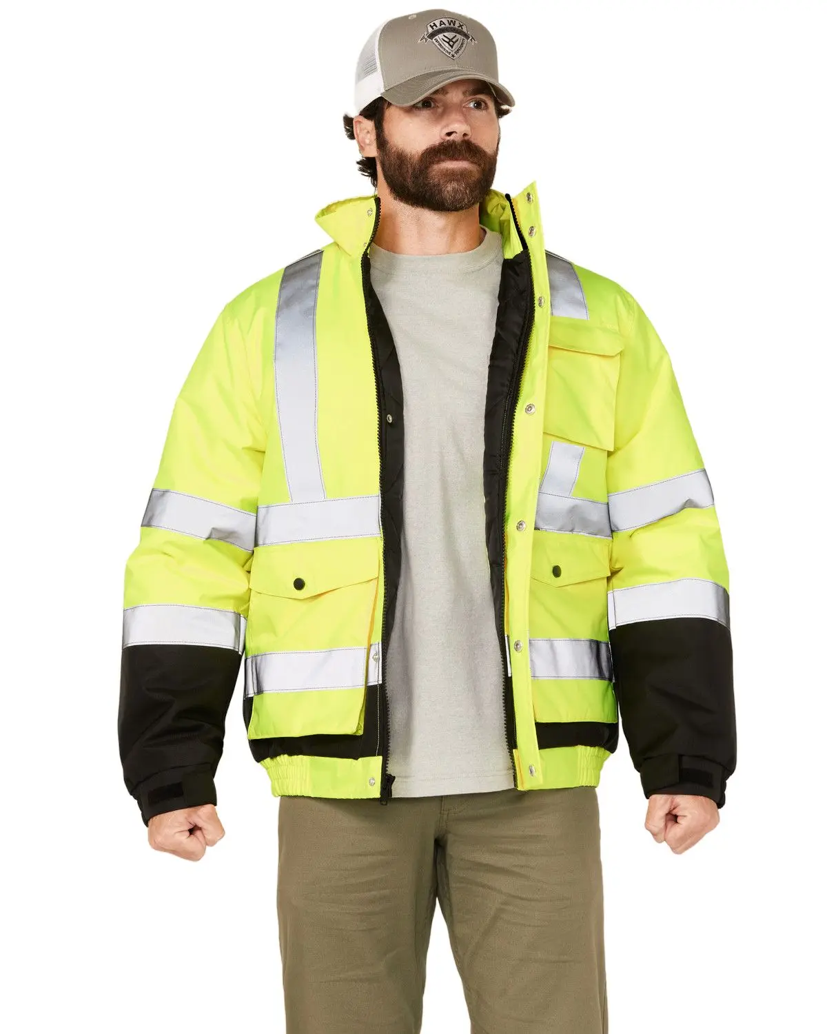 Hawx Men's Men'S Hi-Vis Bomber Jacket Big - Hhvfa24v02x-Ylw