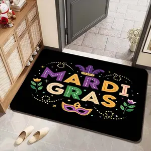 1pc Mardi Gras Themed Thick Non-Slip Entrance Mat, Floor Mat, Colorful Mask Print Hallway Decorative Rug, Perfect for Living Room, Entryway, Party Space