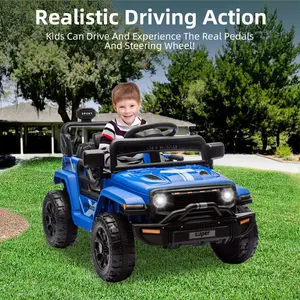 Garvee 12V Kids Electric Ride On Truck with Dual 25W Motors - Remote Control & Spring Suspension - LED Headlights & Music - Battery Powered Car for Boys & Girls Ages 3-5