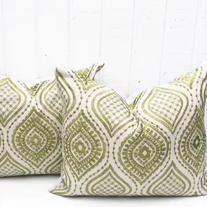 Megan Draper Embroidered Pillow-Green