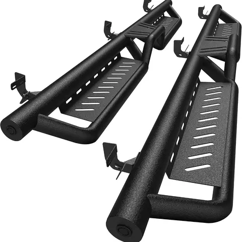 YITAMOTOR Running Board fits 2009-2018 Dodge Ram 1500 Crew Cab, 2019-2024 1500 Classic, 2010-2026 2500 3500, Black Powder Coated Nerf Bars Two-Stair for Roof Operation