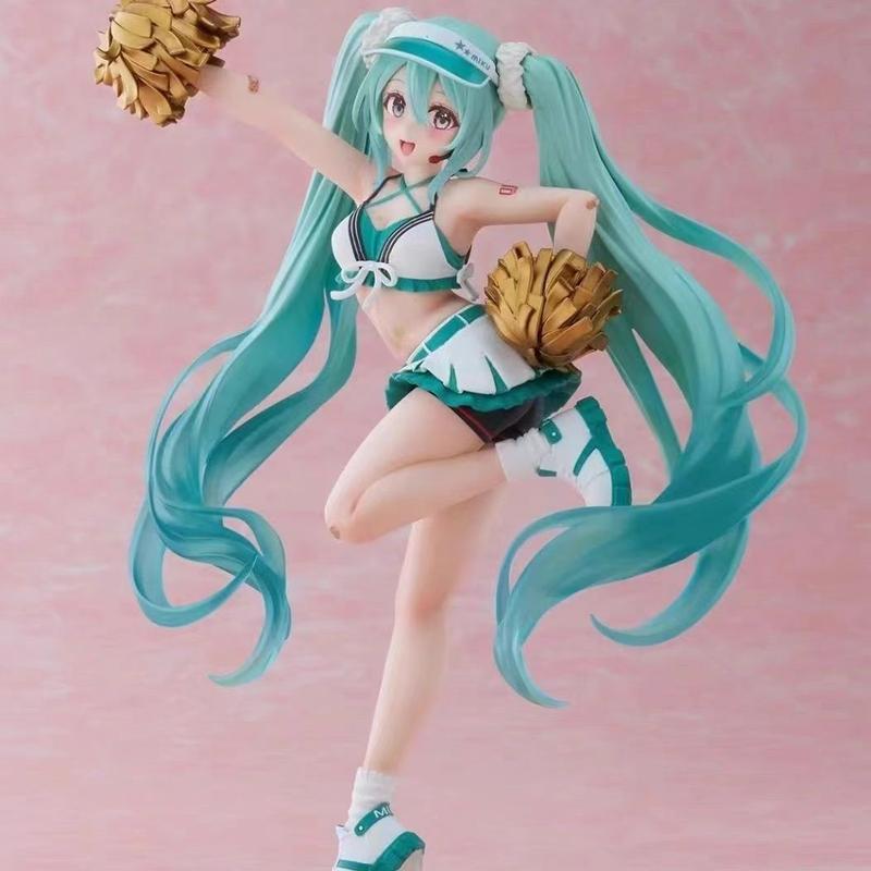 18cm Hatsune Miku Cheerleader Hat, Cute Anime PVC Figurine Action Figure Collectible Toy, Perfect Gift for Fans & Collectors, Decoration Figure