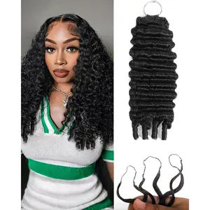 2026 Burmese Curly Crochet Human Hair 18 Inch 120g Knotless Pre-Separated Feather Crochet Human Hair Reusable Virgin Hair Extensions with Spiral End bundles quick weave