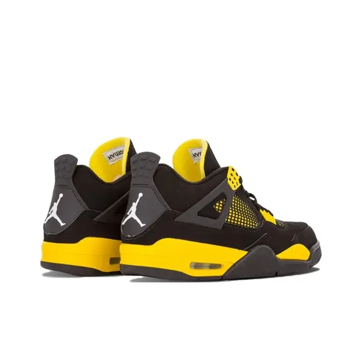 Unisex Retro 4 Black Yellow Thunder Basketball Shoes Cushion Rubber Outsole Street Fashion Sneakers With Original Shoe Box