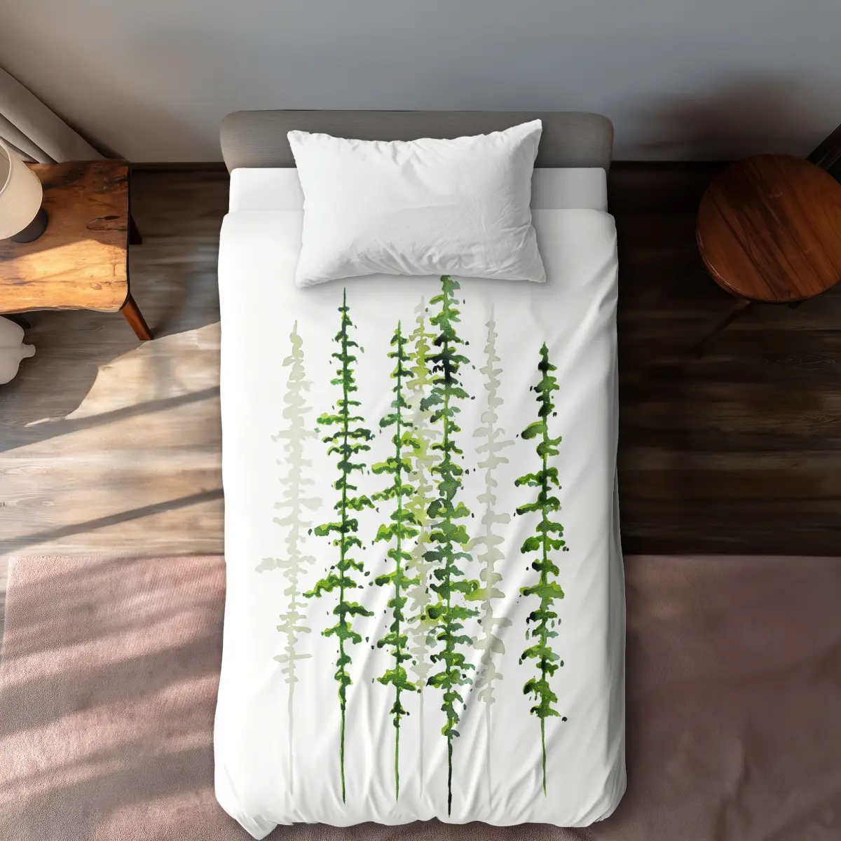 360 Stand Twin Size Extra Long Full Print Duvet Cover - Minimalist Tree Design, Breathable, Lightweight, Comfortable, Sustainable, Durable Bedding for Scandinavian Home Decor, Modern Dreamy Sleep Bedding