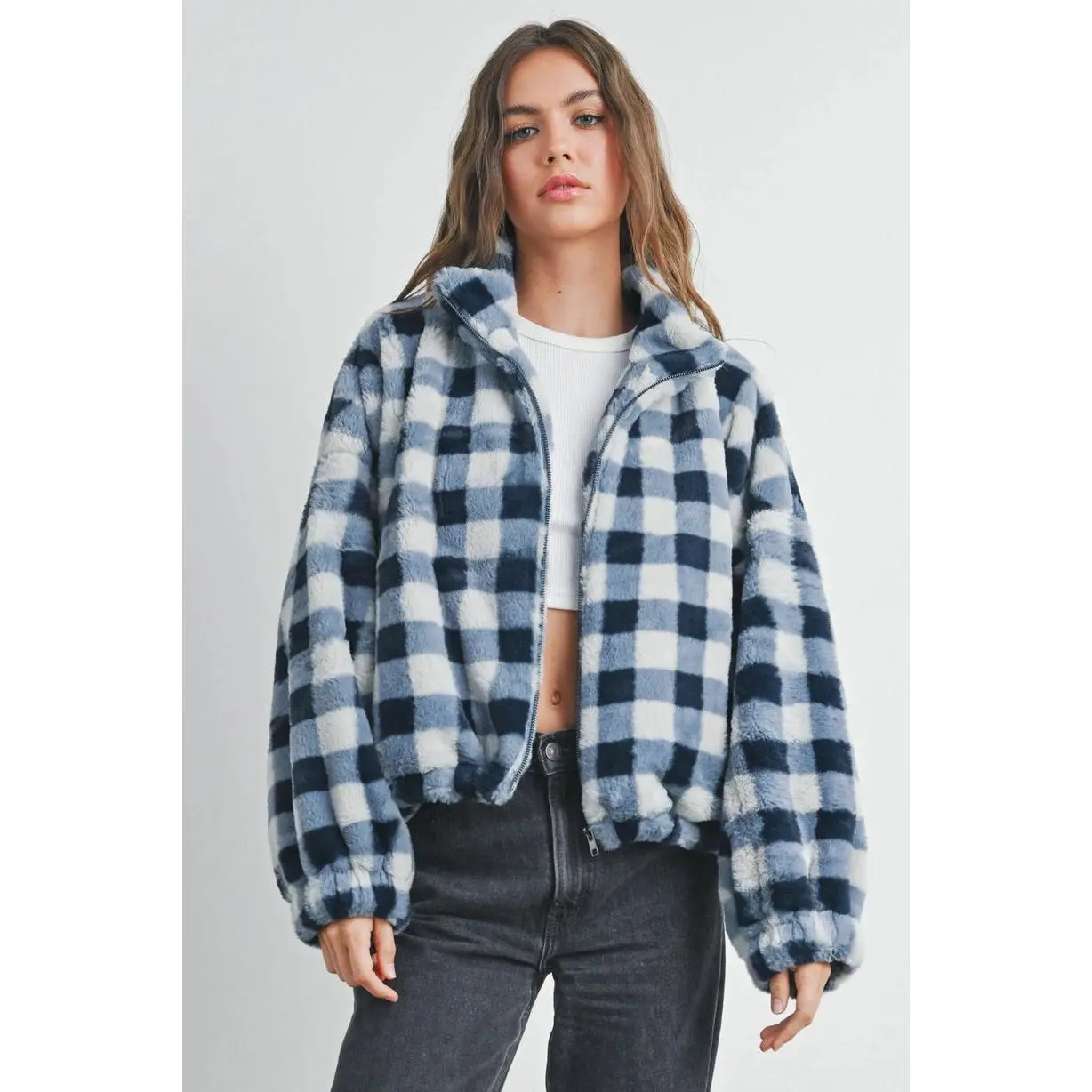 Fallin' for Plaid Navy Jacket