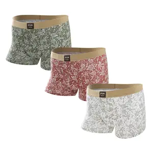 Men's Premium Cotton Boxer Briefs Vintage Rose Print Design Breathable Mesh Panel Elastic Waistband Moisture-Wicking Underwear 3 Pack