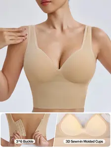 Women's Stretch Sports Bra with V Back Yoga Top, Padded Support, Ideal for Yoga Running Fitness, Comfortable Fashion Workout Gear