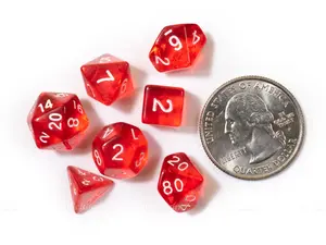 Tiny Red | Mini Translucent Dice Set (7) | Dice Set (7) | Dungeons and Dragons (DnD) | Critical Role