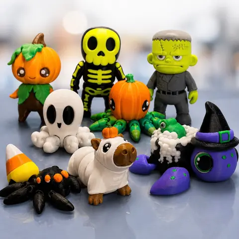 Halloween GRIT Friends | 3D Printed Halloween Figurines | Spooky Miniature Statues | Seasonal Home Decor & Collectibles