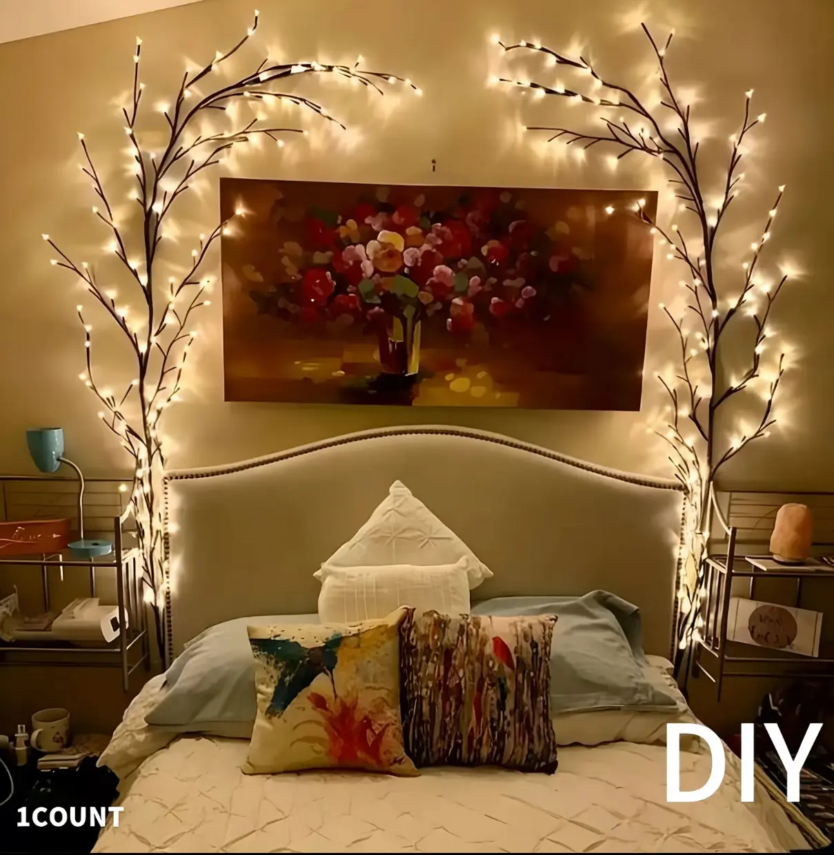 144 LED Branch Vine Light Decorative Flowers DIY Installation for Living Room Bedroom Outdoor Decoration, New Year Valentine's Day Easter Thanksgiving Party